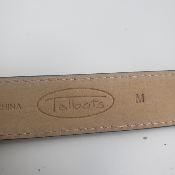 Talbots Genuine Embossed Leather Belt Black Medium 40" Gold Rhinestone Buckle - Picture 3 of 6